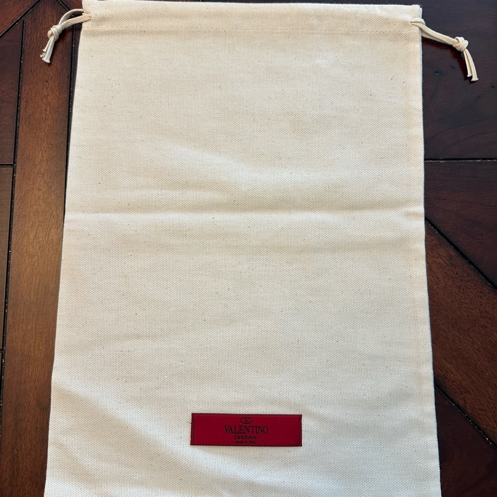 Authentic Valentino Garavani Cream Dust Bag with Red Label